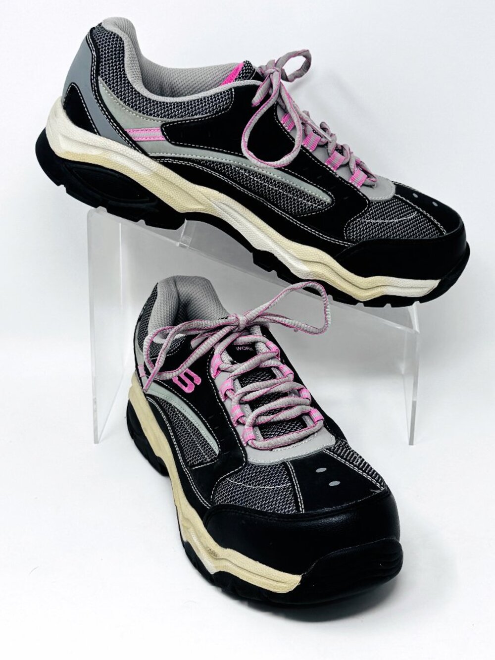 Skechers Women Gray/Black 'Biscoe' Memory Foam Steel Toe Work Shoe  Size 10